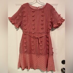 Andree By Unit Embellished Textured Womens Dress Size Large‎ Pink